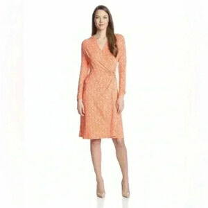 PENDLETON Women's Medium Orange Faux Wrap Print Long Sleeve Modal Cotton Knit
